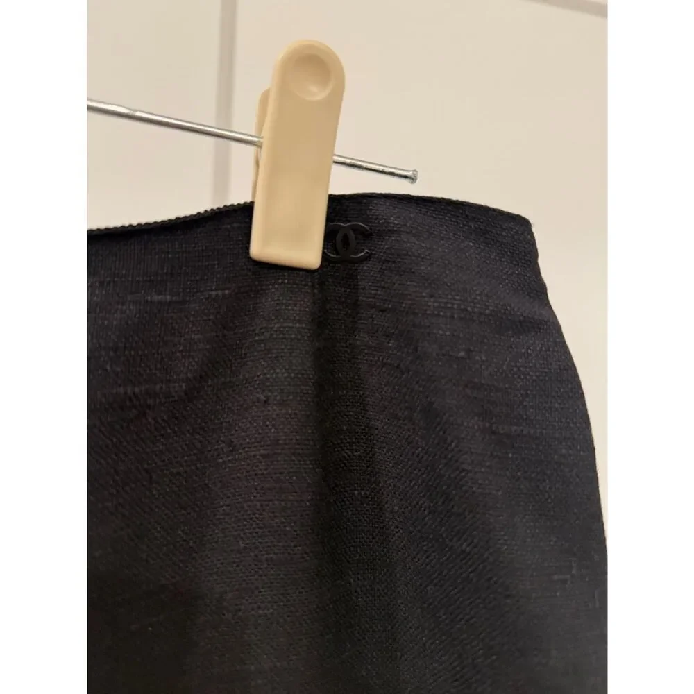CHANEL Black Silk Pant with Signature Label